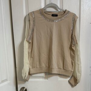Elegant Beige Sweatshirt with Silver Details